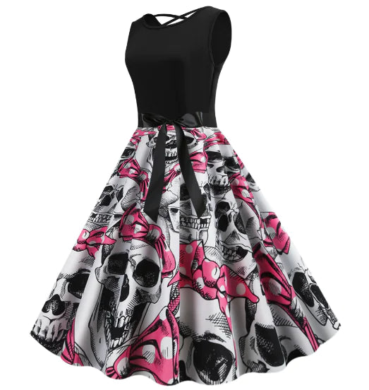Sleeveless Printed Maxi Dress for Halloween & Christmas