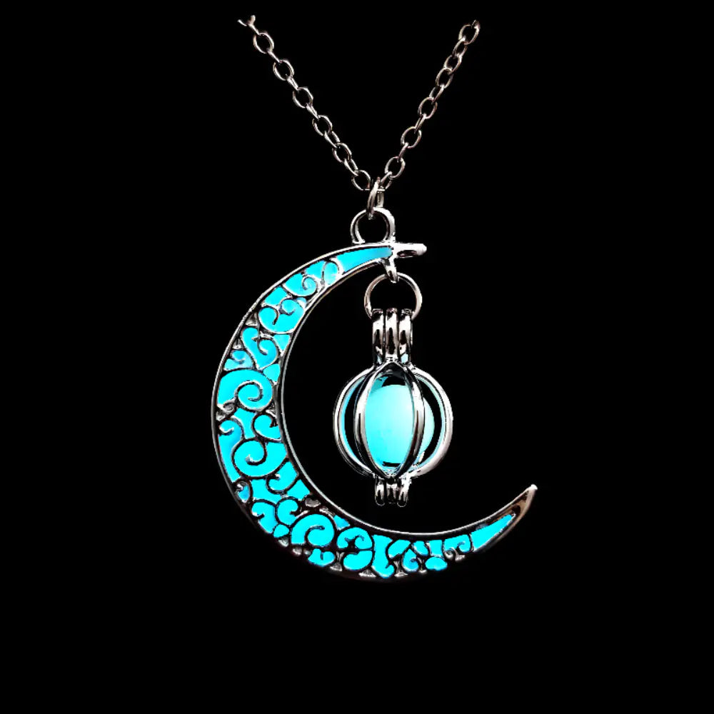 Luminous Moon Pumpkin Pendant Necklace for Halloween