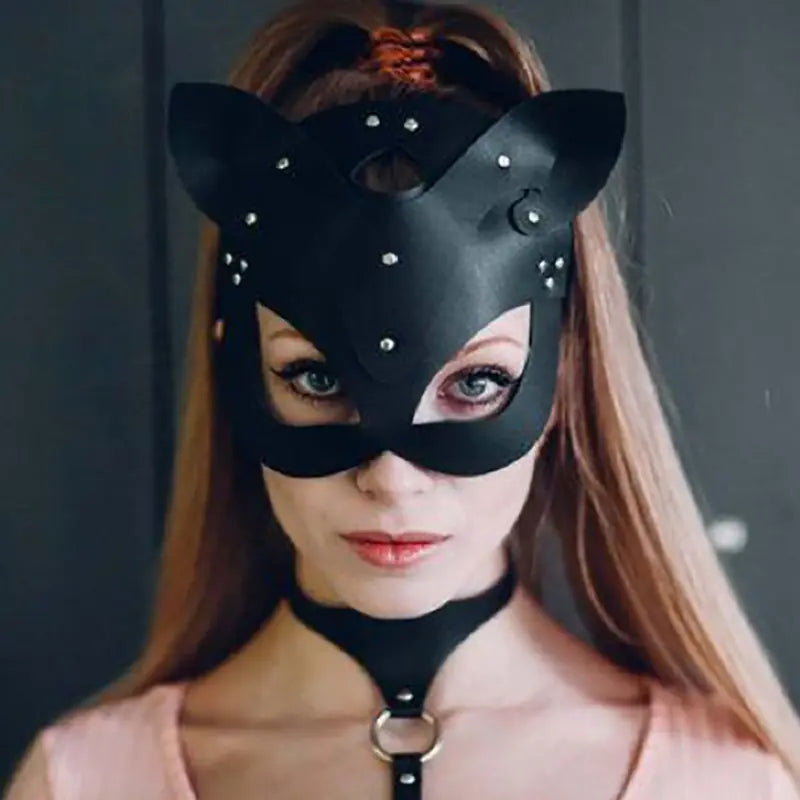 Halloween Festival Fox Leather Mask with Rhinestones