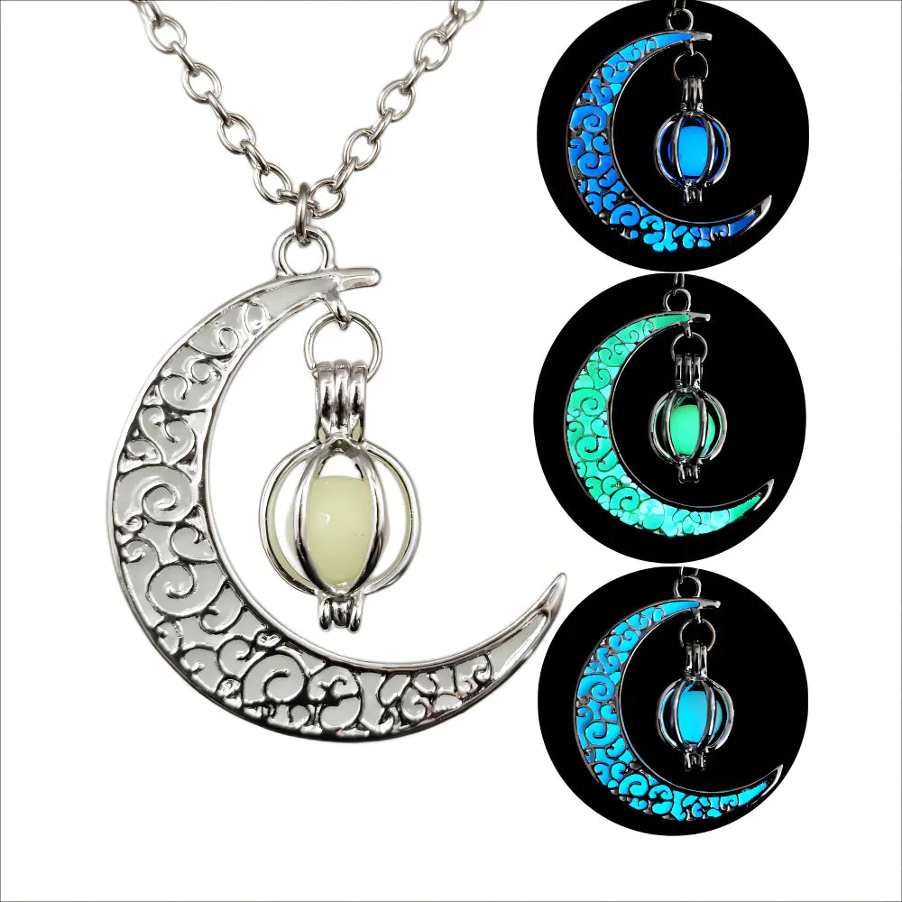 Luminous Moon Pumpkin Pendant Necklace for Halloween