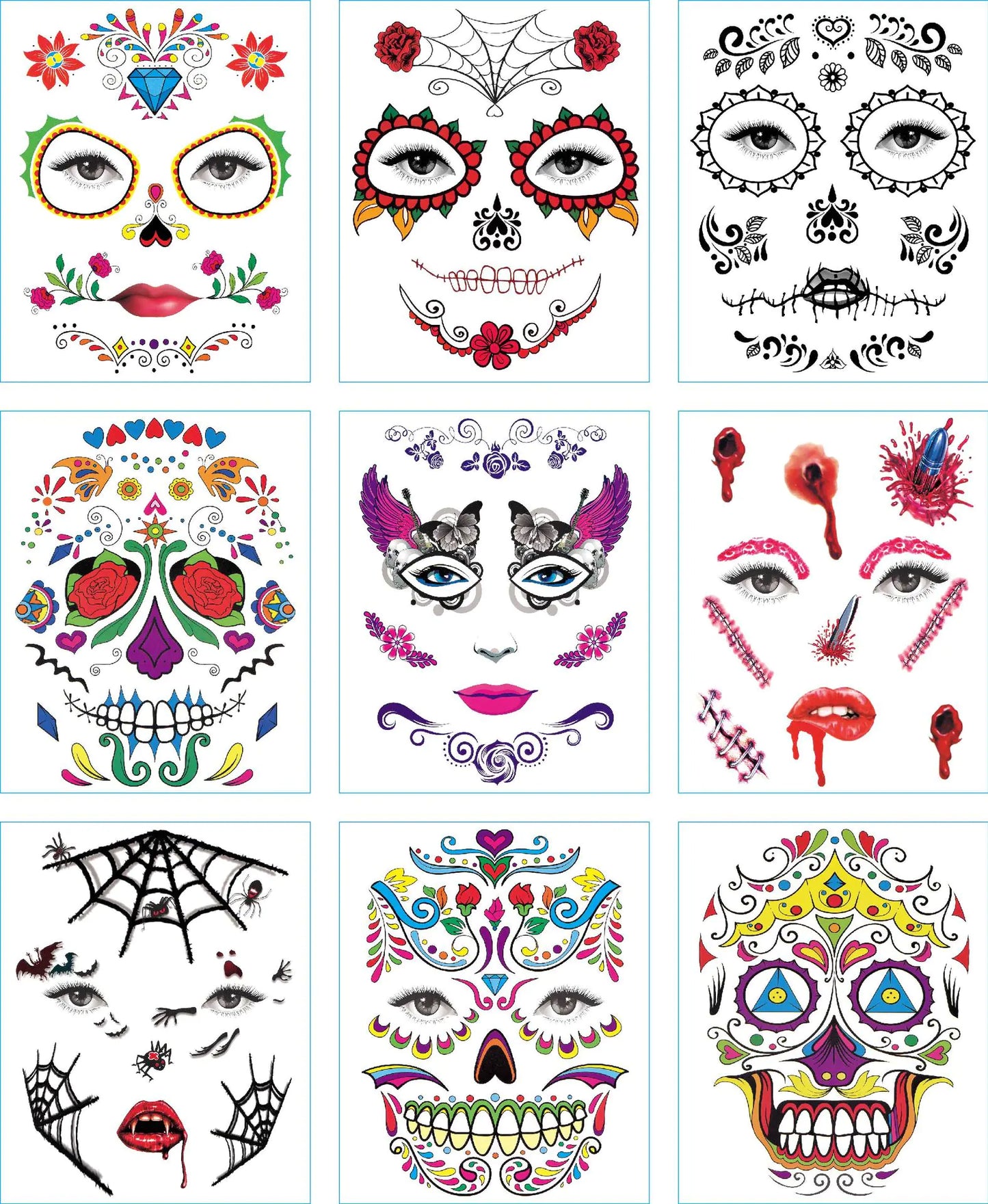 Waterproof Halloween Face Tattoo Stickers for Parties