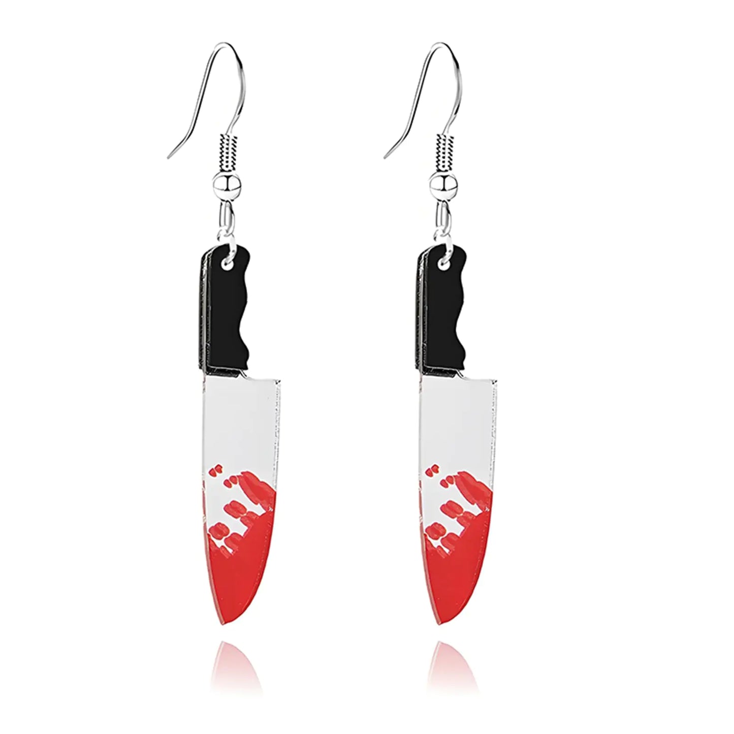 WCRAZYE Halloween Earrings Acrylic Skull Dangle Earrings for Women Halloween Pumpkin Earrings Spirit Earrings Cut Glitter Powder Cartoon Funny Earring Halloween Cosplay Jewelry (Silver Knife Earrings)