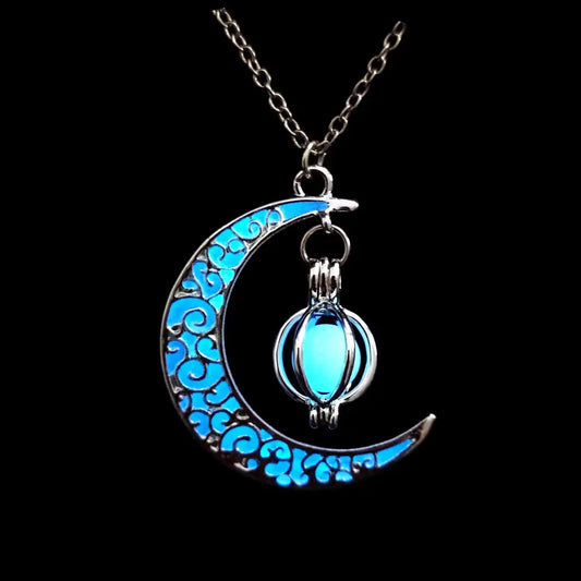Luminous Moon Pumpkin Pendant Necklace for Halloween