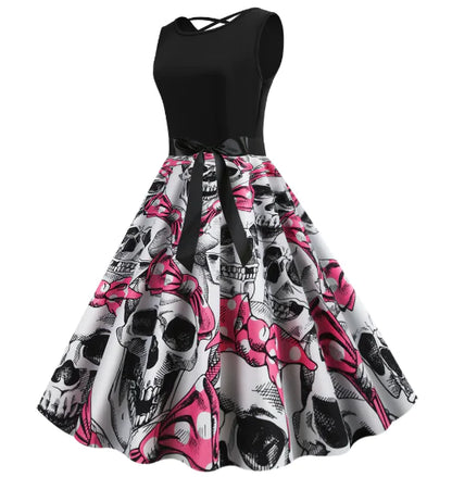 Sleeveless Printed Maxi Dress for Halloween & Christmas
