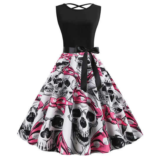 Sleeveless Printed Maxi Dress for Halloween & Christmas