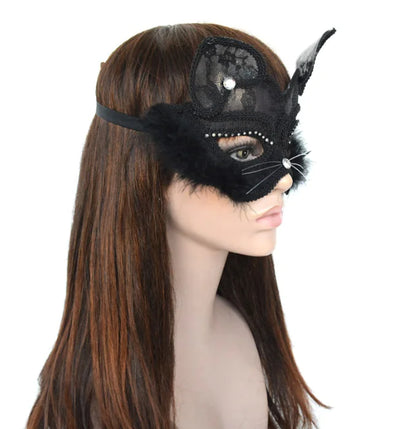 Lace Cat Face Masquerade Mask for Halloween Party