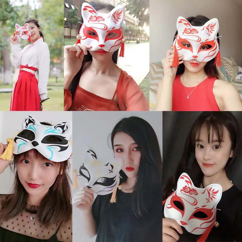 Fox Half-Face Mask - Japanese Anime Halloween Prop