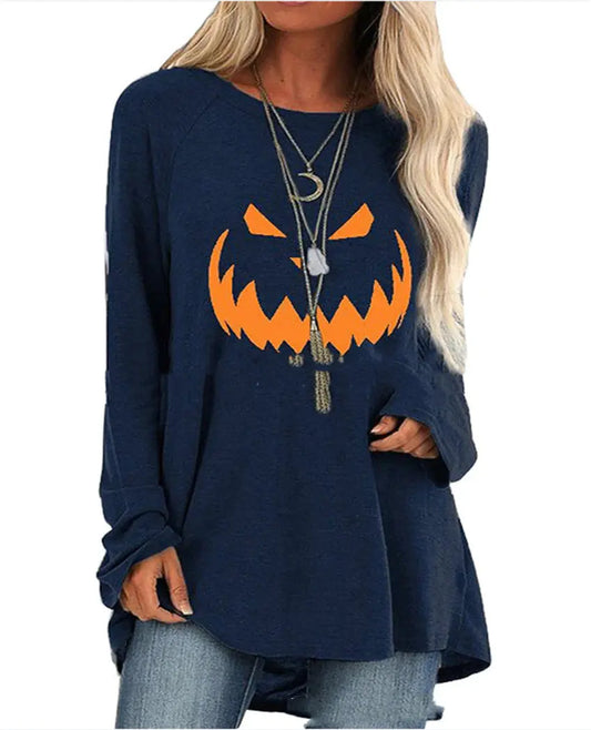 Women's Long Sleeve Halloween Theme Printed T-Shirt