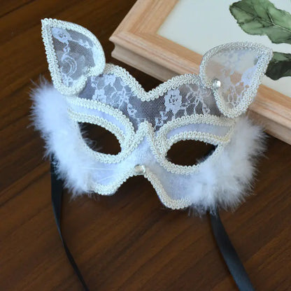 Lace Cat Face Masquerade Mask for Halloween Party