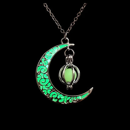 Luminous Moon Pumpkin Pendant Necklace for Halloween