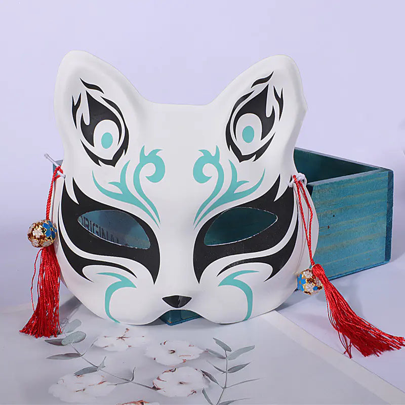 Fox Half-Face Mask - Japanese Anime Halloween Prop