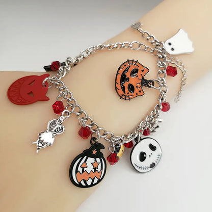 Halloween Bracelet with Pumpkin Skull Ghost Charm