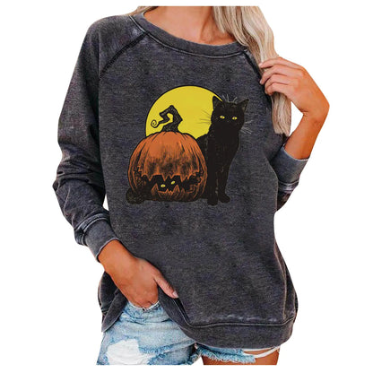 Halloween Themed Loose Women's Sweatshirts