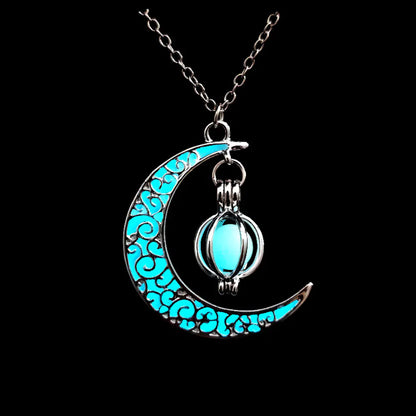 Luminous Moon Pumpkin Pendant Necklace for Halloween