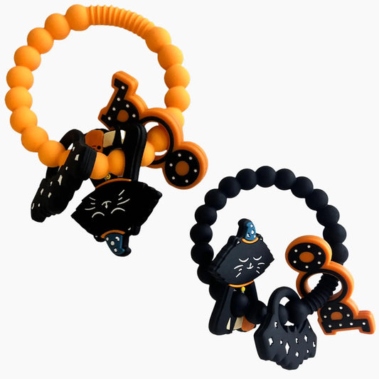 2Pack Halloween Teethers Baby Infants Halloween Teething Toys for Baby Soft Silicone Relief of Gum Chewing Toys Halloween Spooky Teether for Baby Infants for 0-6 6-12 Months and Above
