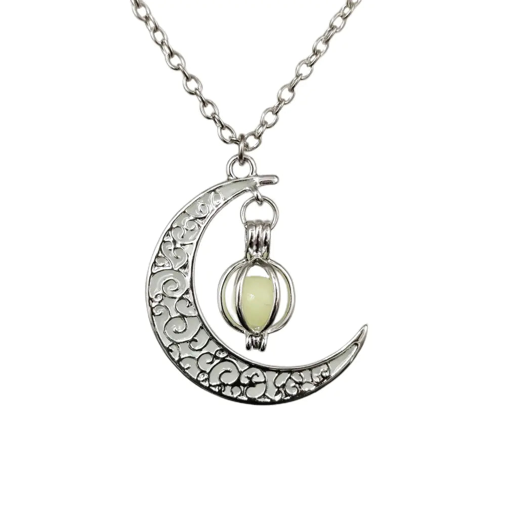 Luminous Moon Pumpkin Pendant Necklace for Halloween