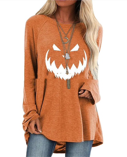 Women's Long Sleeve Halloween Theme Printed T-Shirt
