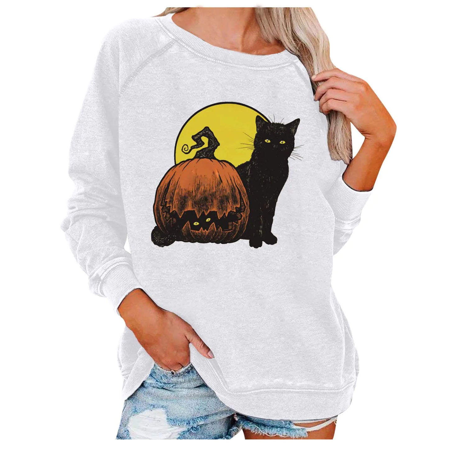 Halloween Themed Loose Women's Sweatshirts