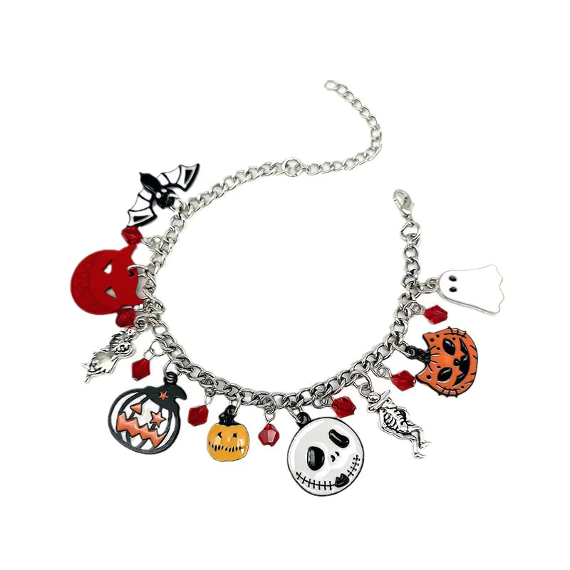 Halloween Bracelet with Pumpkin Skull Ghost Charm
