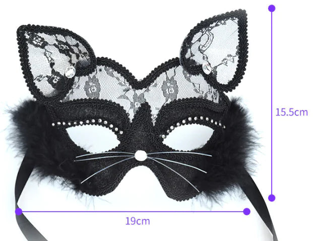 Lace Cat Face Masquerade Mask for Halloween Party