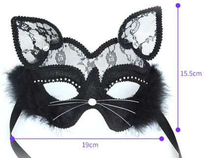 Lace Cat Face Masquerade Mask for Halloween Party